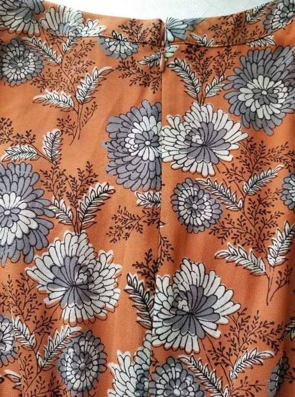 Madewell Sheer-Sleeve Button-Front Midi Dress in Gathered Blooms Rust Size 12 - Image 6