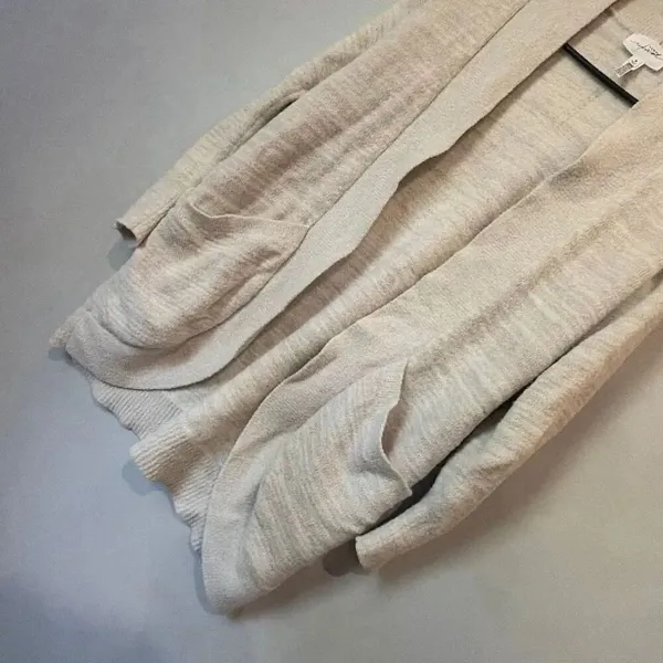 Soma Weekend Cream Heathered Open Pocket Cardigan Small Soft Cozy Lounge #1200 - Image 4