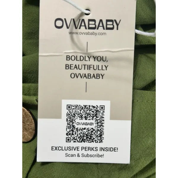 OVVABABY Women Olive Green 100% Cotton Wide Leg Button Front Overalls Jumper 2XL - Image 6