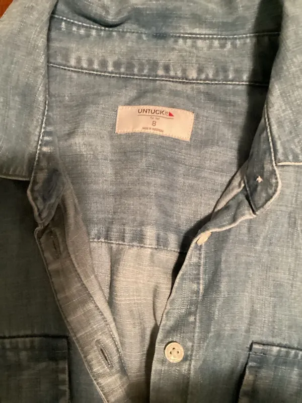 UNTUCKit for her Short Sleeve Denim Belted Dress Size 8 - Image 3