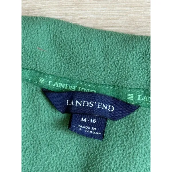EUC Womens Lands End green fleece vest full zip outdoors hiking size L 14-16 - Image 3