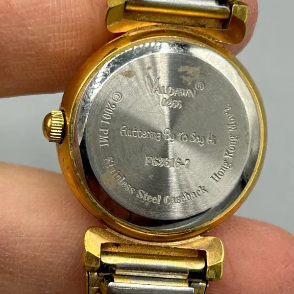 Valdawn Fluttering By To Say Hi Watch 2001 Gold Tone Stretch Needs Battery VTG - Image 11