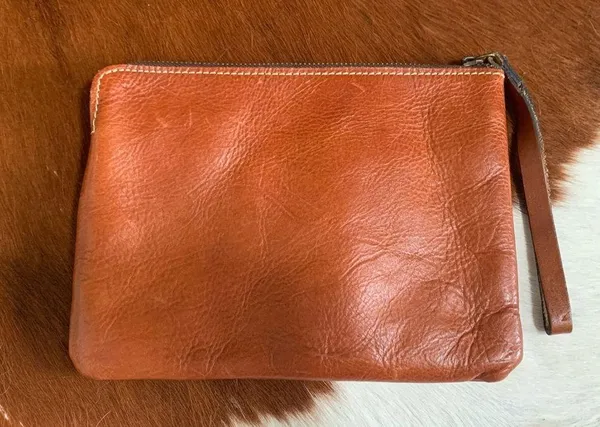 Patricia Nash Brown Leather Clutch/Wristlet With Tooling - Image 2