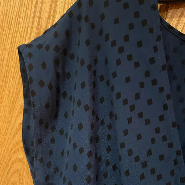 Madewell Navy Blue Wrap-Front Draped‎ Mini Dress in Brushstroke Diamond Size XS - Image 9