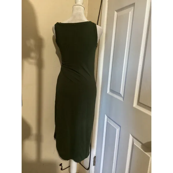 Daily Ritual Women Olive Green V-Neck Sleeveless Midi Dress XS B07C23QYZF - Image 3