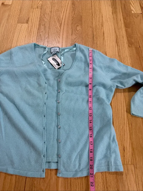 NWT Vintage Blue Cashmere Cardigan Tank Top Matching Set Sz XL - Image 5