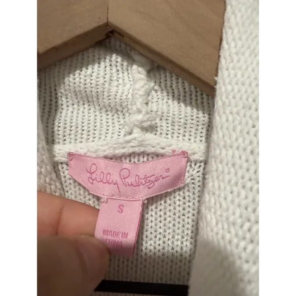 Lilly Pulitzer Sleeveless‎ Cardigan Vest Sz S White Fringe Cotton Resort Beach - Image 4