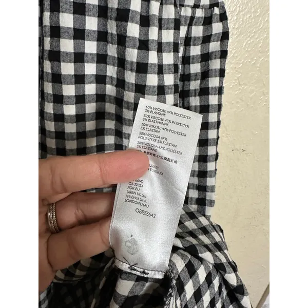 Maeve Lida Ruffled Mini Dress Size S Gingham Tiered Black White Cottagecore - Image 10