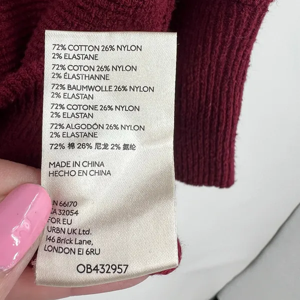 Free People Ottoman Slouchy Tunic sweater oversized burgundy ribbed cozy small - Image 6