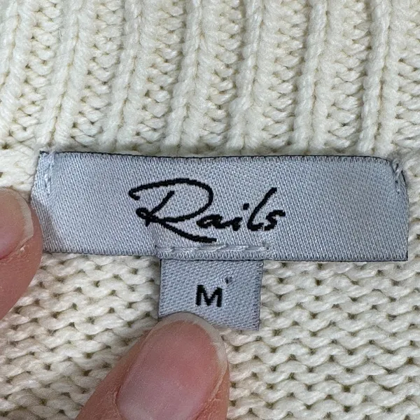 Rails Cream Star Print Crew Neck Sweater Womens M Preppy Classic Casual Cozycore - Image 13
