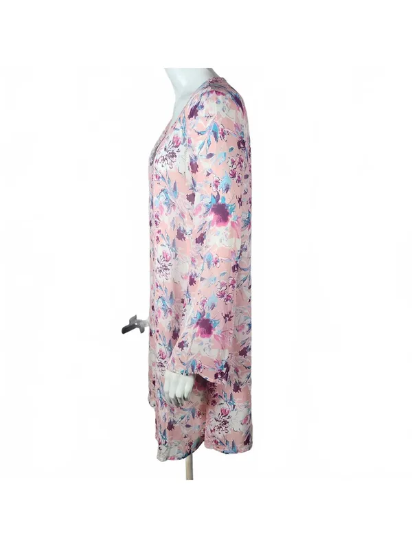 NWT Pinkblush Floral Print Long Sleeve V-Neck Dress (S) - Image 3