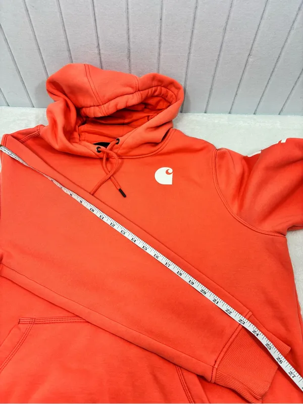 Carhartt Orange Coral Logo Hoodie Size XXL (20) - Image 4