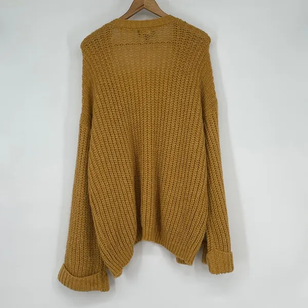 Lulus Oversized Slouchy‎ Knit Cardigan Sweater Mustard Yellow Pockets M Boxy - Image 2