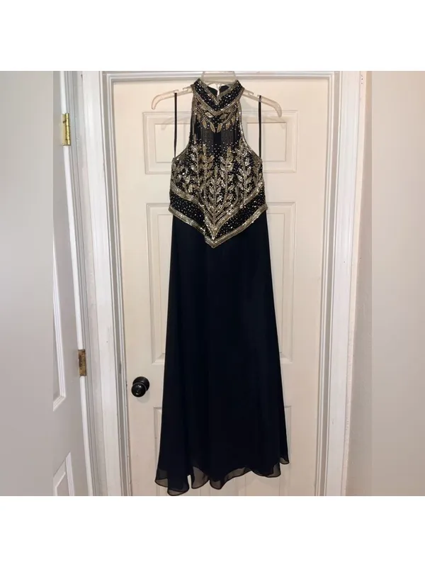 Vintage Black and Gold Beaded Long Formal Dress by Scala black tie elegant - Image 8