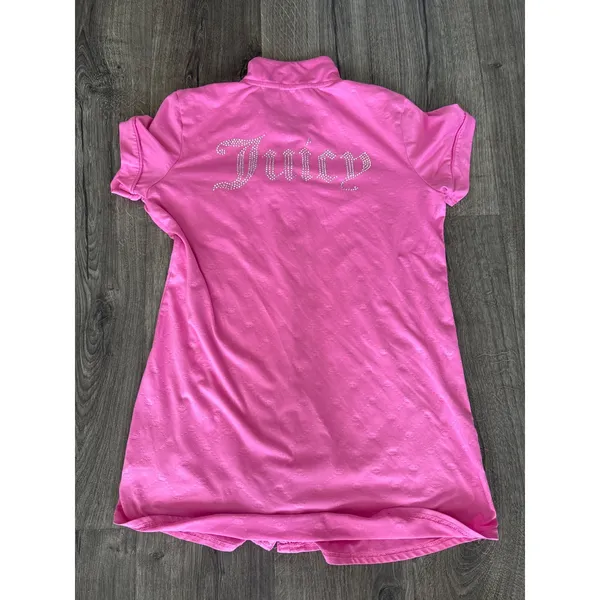 Juicy Couture Pink Rhinestone Logo Button Down Sleep Shirt Nightgown Small - Image 7