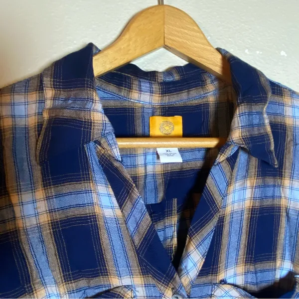 Ruby Rd.‎ Blue and orange Plaid Button Down Shirt Blouse size XL - Image 3