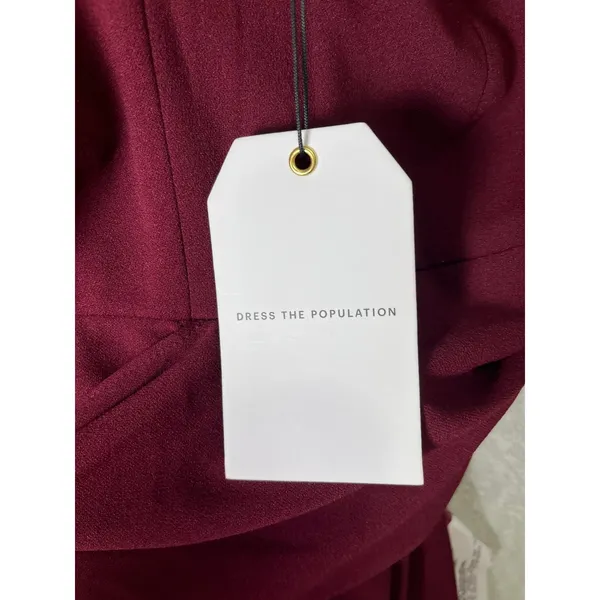 Dress the Population Alessia Sheath Cocktail Dress Plum Slit Large Elegant New - Image 10
