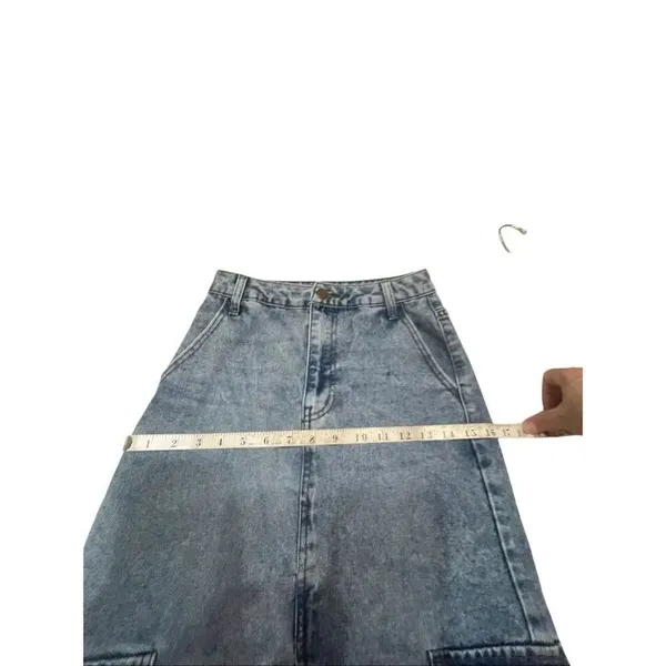 Love, Fire Sz 1 Denim Blue Cargo Maxi Pocket Boho Skirt - Image 6