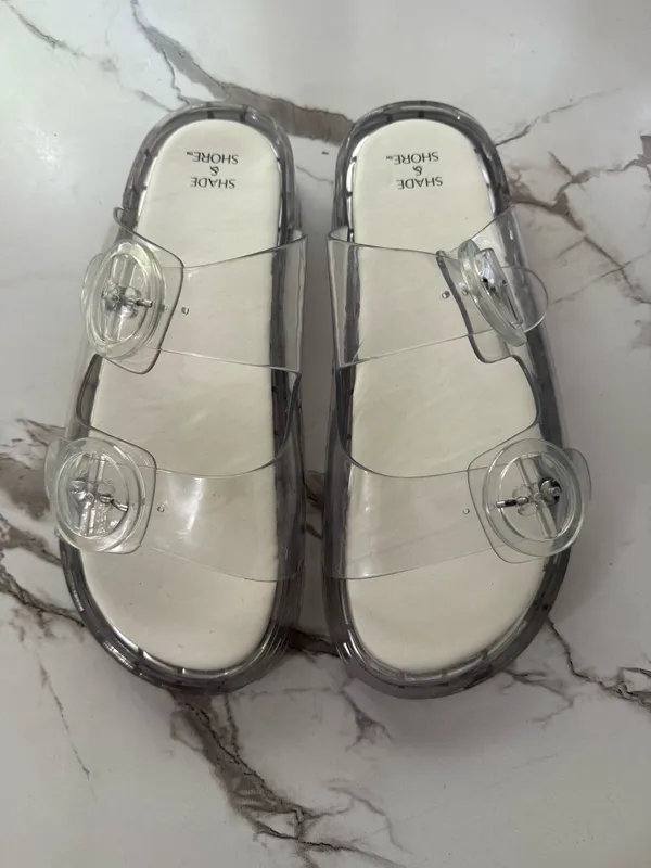 Shade & Shore Women’s Clear Jelly Double Buckle Slide Sandals – Waterproof Beach Pool Slides - Image 4