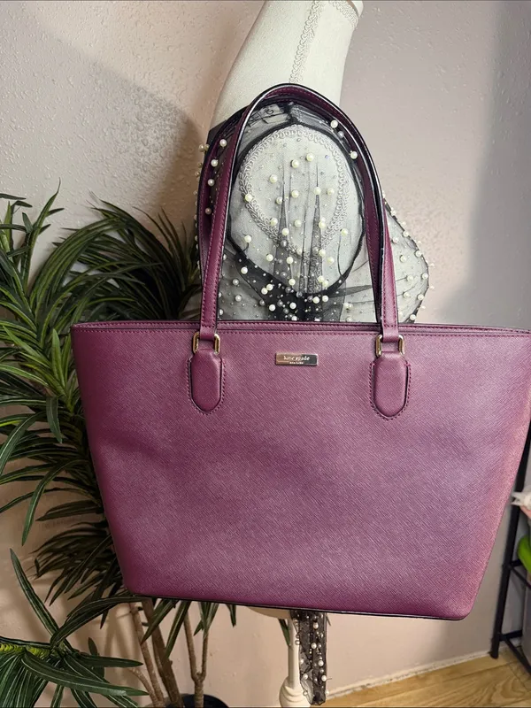 kate spade plum saffiano tote in deep berry - Image 6