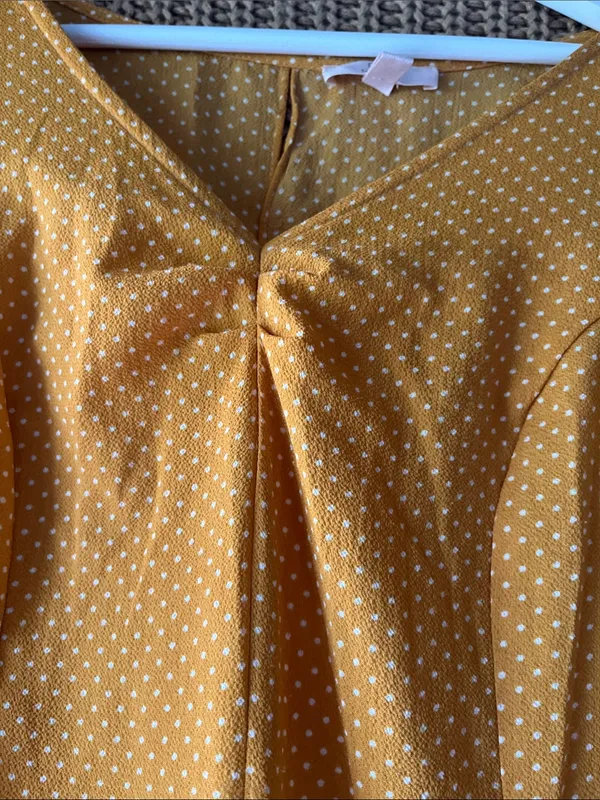 Como Vintage Mustard Yellow Polka Dot Long Sleeve Dress - Image 5