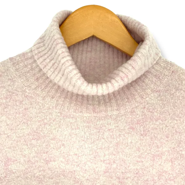 J.Crew M Heathered Pink Extra-Soft Yarn Puff-Sleeve Turtleneck Sweater Knit Top - Image 3
