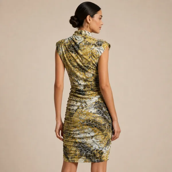 Anthropologie Maya Snakeskin Ruched Sheath Dress S‎ Homecoming Cocktail Party - Image 2