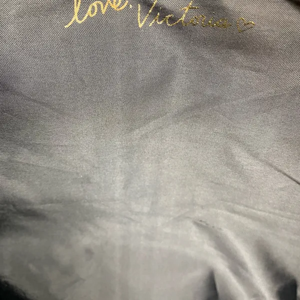 Victoria's Secret Heart Logo Black Gold Sparkle Canvas Tote Bag. - Image 3