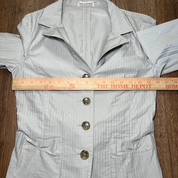 Weekend Max Mara Pinstripe Blazer Jacket Cream Cotton Women Size 4 Tie Back Chic - Image 5