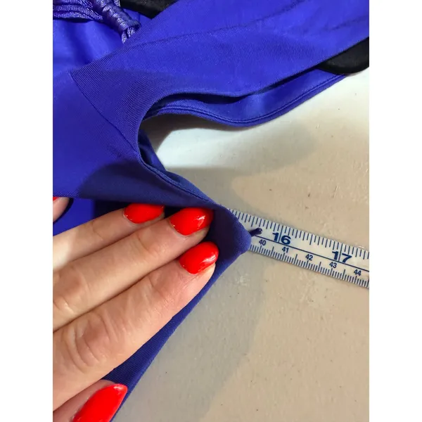 Karen Millen Royal‎ Blue Draped Ruched Bodycon Dress S Cage Neck Cocktail Glam - Image 12