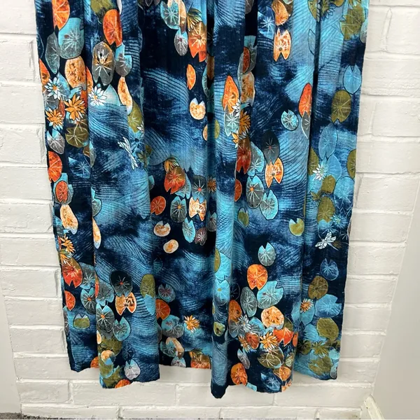 Lily Pad Dragonfly Patterned Maxi Dress Blue - Image 5