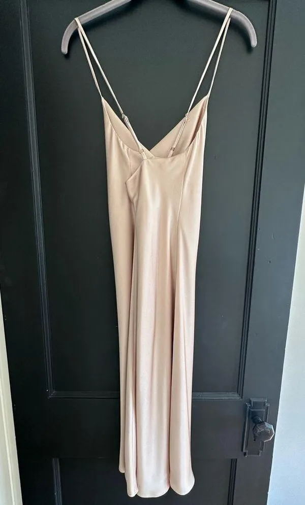Verona Cowl Neck Dress in Champagne Luxe Satin - Image 6