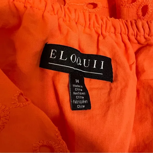 Eloquii‎ Eyelet Tie Front Maxi Dress Sz 14 Orange - Image 6