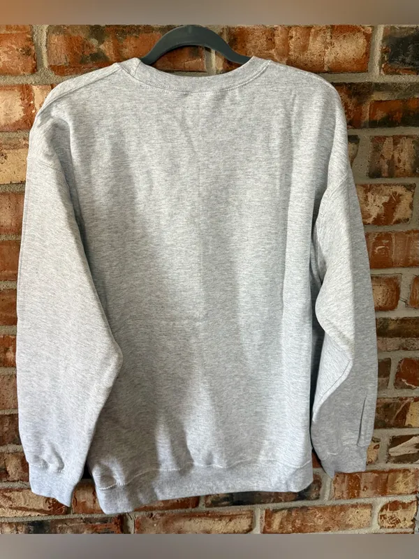 Gildan Gray Crewneck Sweatshirt with Pink Ghost Graphic - Image 4