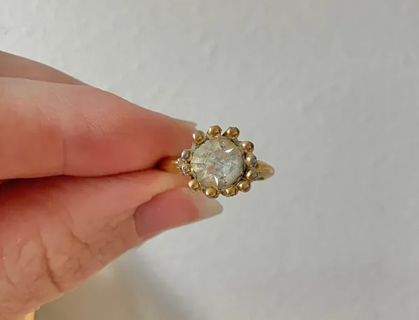 Avon Gold Solitaire Prong Halo Ring Promise Engagement Diamond Glam Classic Jewelry - Image 11