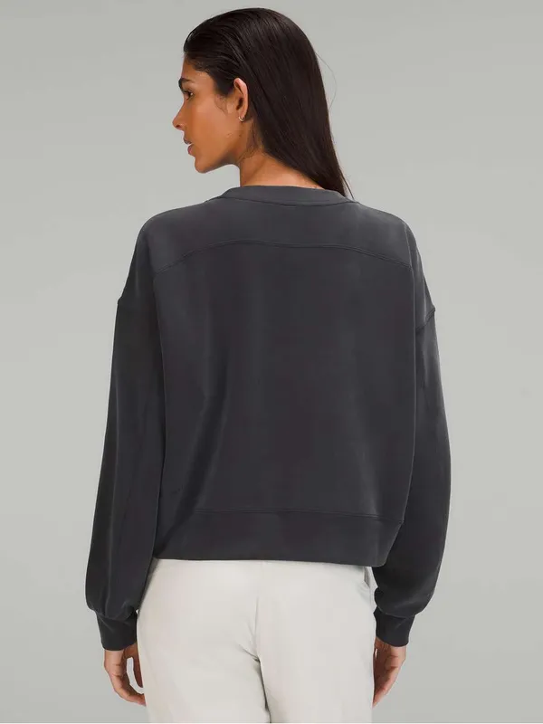 Lululemon Women’s Softstreme Perfectly Oversized Cropped Crew in Gray Black 4 - Image 2