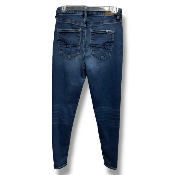 American Eagle Curvy High-Rise Jeggings Blue Denim Jeans Distressed Size 4‎ - Image 2