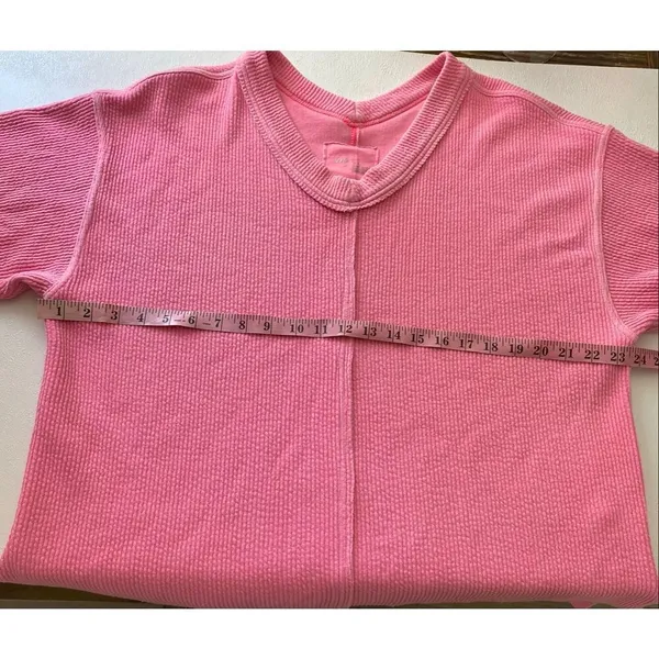 Aerie Pink Waffle Knit Oversized Tunic Top Size M Cozy Lounge Casual - Image 5