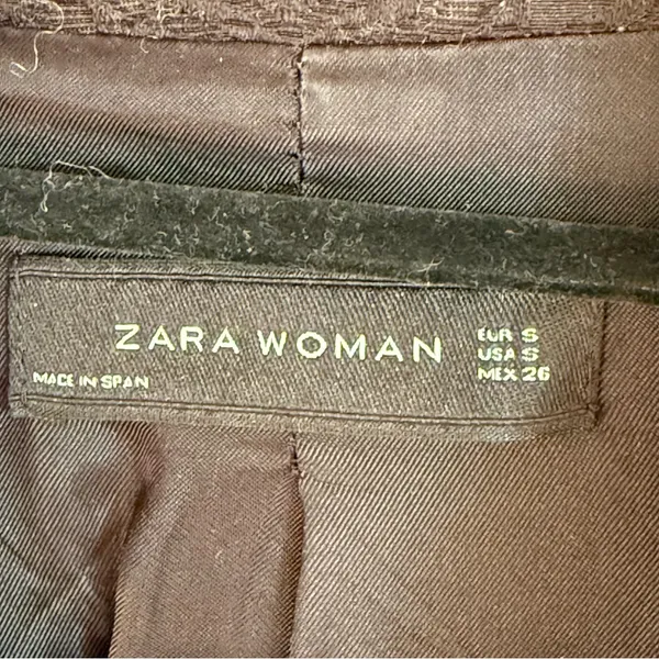 Zara Woman Black Brocade Double Breasted Blazer / Smoking Jacket, Size S - Image 3