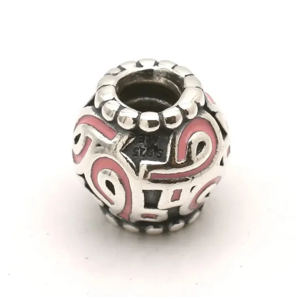 Authentic Style Pandora Sterling Silver Pink Ribbon Awareness Bead Charm - Image 2