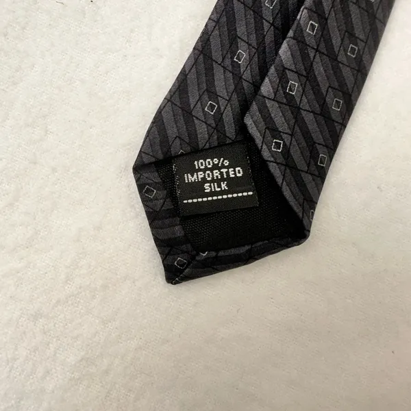 Arrow Men’s Tie Imported Silk Vintage Grey Geometric - Image 6