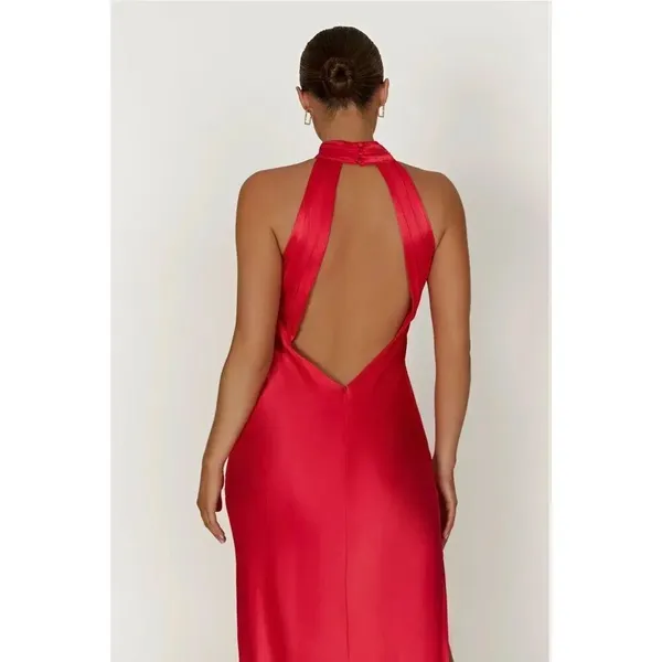 ✨Meshki Claire Satin Drape Back Maxi Sz Xl Dress With Split✨ - Image 4