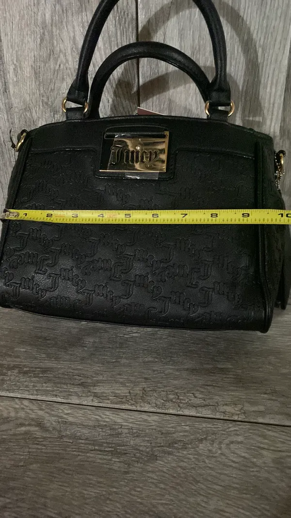 Juicy Couture Black Embossed Logo Satchel with Removable Strap & Wallet - Image 10