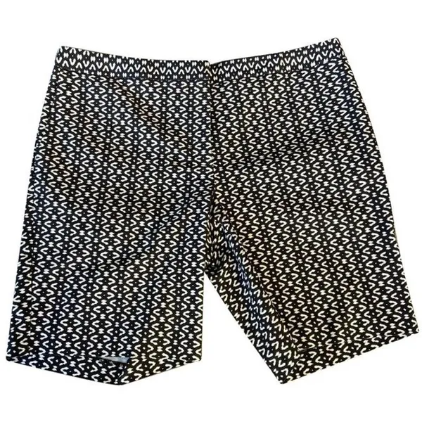 Mario Serrani Italy‎ Black White Geometric Bermuda Shorts Comfort Stretch NWT 14 - Image 3