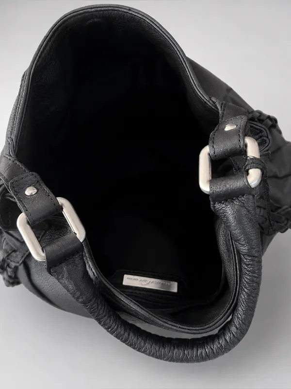 Kenneth Cole NEW Black Leather Shoulder Hobo Bag Shoulder Purse - Image 4