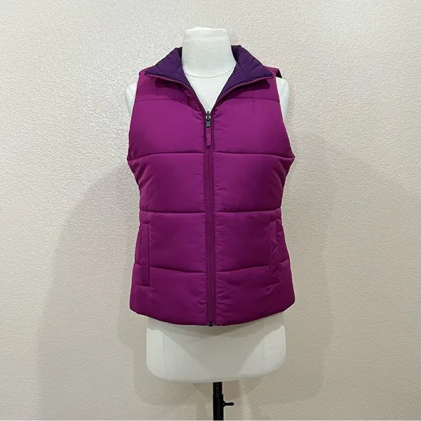 Merona Reversible Purple Fuchsia Puffer Vest Size Small - Image 3
