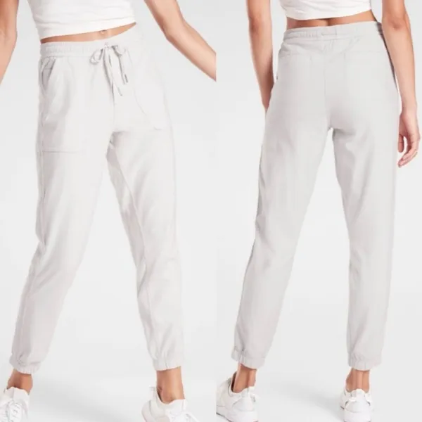 NWT Athleta Farallon Jogger Birch Grey Womens 12P Neutral Active Travel Pants - Image 2