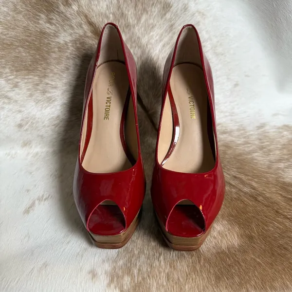 Pour La Victoire Platform Peep‎ Toe Pumps Size 7.5 B88 - Image 6