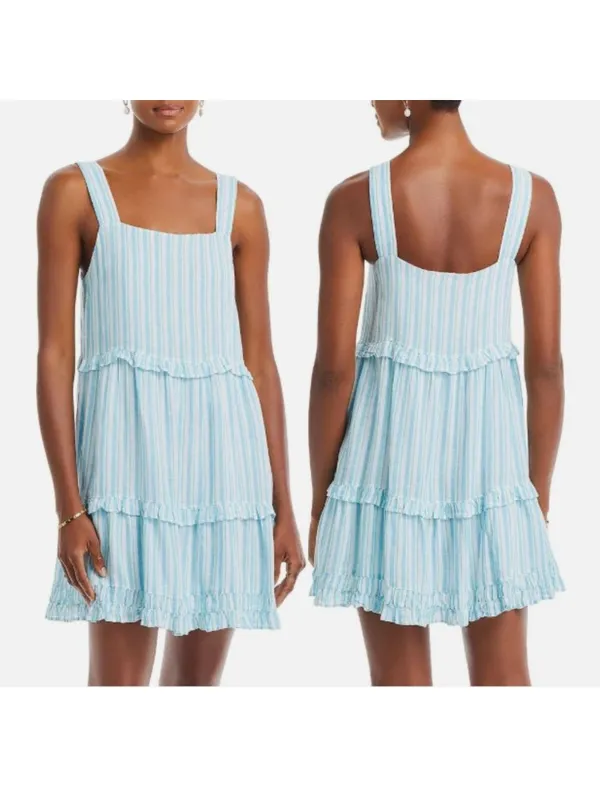 Rails Sandy Laguna Stripe Sleeveless Tiered Ruffled Mini Sundress Blue White S - Image 2