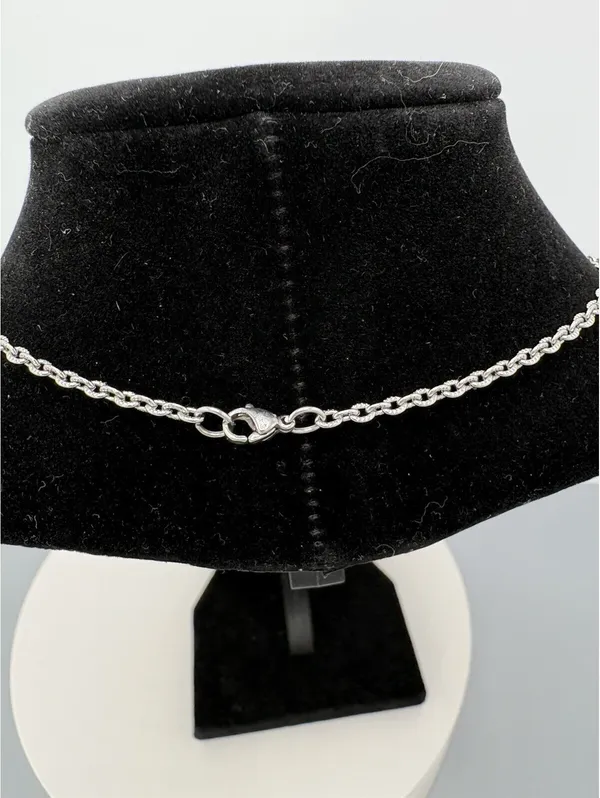 Silver Tone Round Link Chain Necklace Gold Tone Heart Charm Pendant Love - Image 3